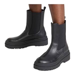 Good American Leather Chelsea Pull On Boot Black Women's NIB GA036V-X Size 9.5